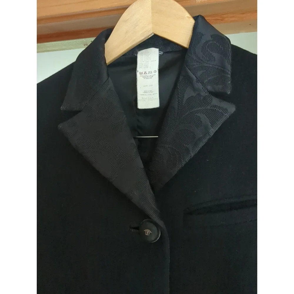 GORGEOUS!! Vtg Gianni Versace Couture Wool Angora Overcoat Pea Coat Button XS Sm
